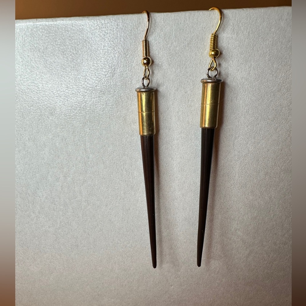 South African Quill and Brass Bullet Casing Earrings. Beth Dutton. Yellowstone